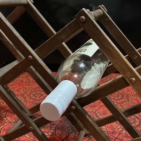 Collapsible Accordian 8 Wine Bottles Rack Vintage Wood Organizer - Picture 6 of 12